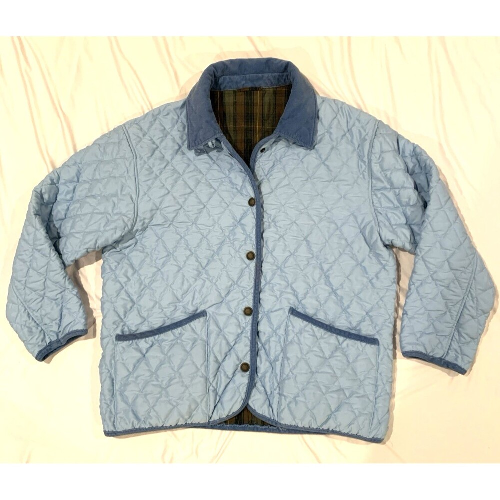 Vintage John Partridge Jacket XL Blue Quilted Barn Corduroy Collar Cottagecore